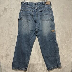 Vintage Chaps Ralph Lauren Carpenter Denim Jeans Men's Size 36 Blue Faded Wash